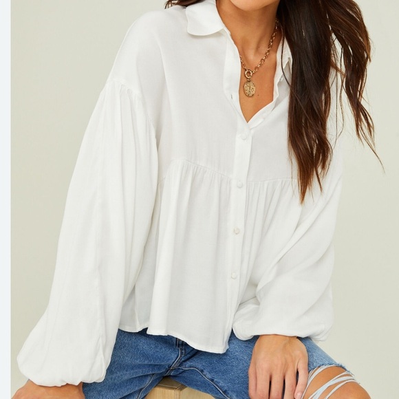 Altar'd State Soft White Babydoll Top | Very Good Condition - Picture 2 of 8